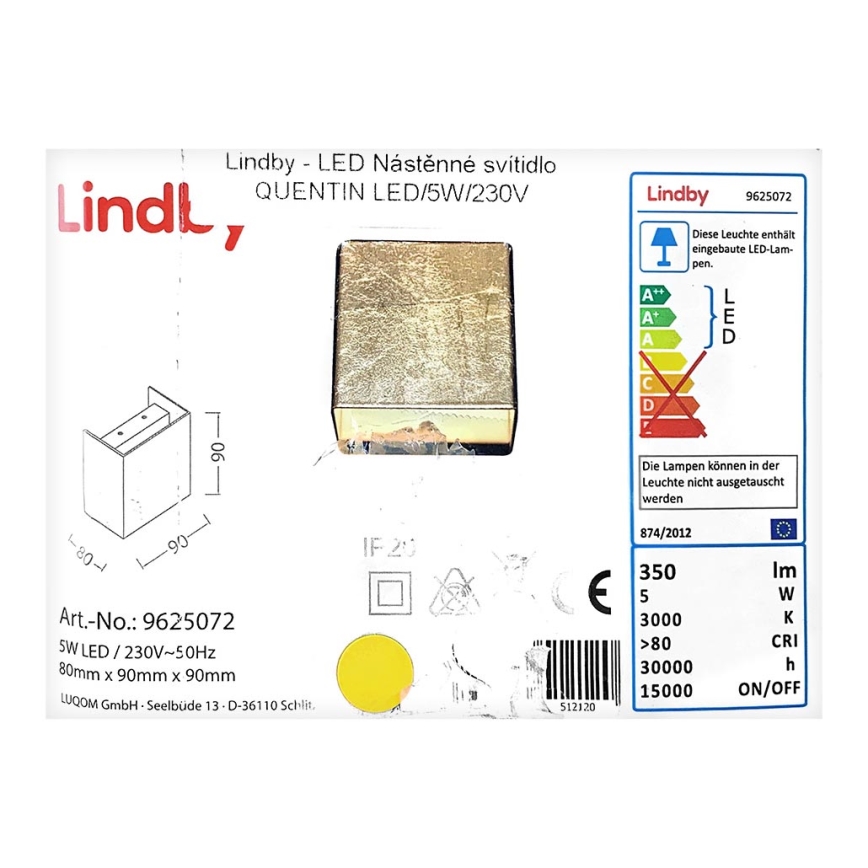 Lindby - LED väggbelysning QUENTIN LED/5W/230V