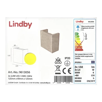 Lindby - LED Vägglampa YVA 2xLED/2,4W/230V
