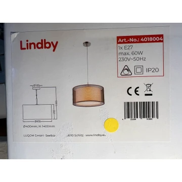 Lindby - Ljuskrona med textilsladd NICA 1xE27/60W/230V