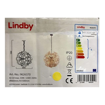 Lindby - Ljuskrona på kedja NUBALIKA 6xG9/33W/230V