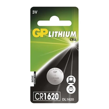 Litium knappcellsbatterier CR1620 GP LITHIUM 3V/75 mAh