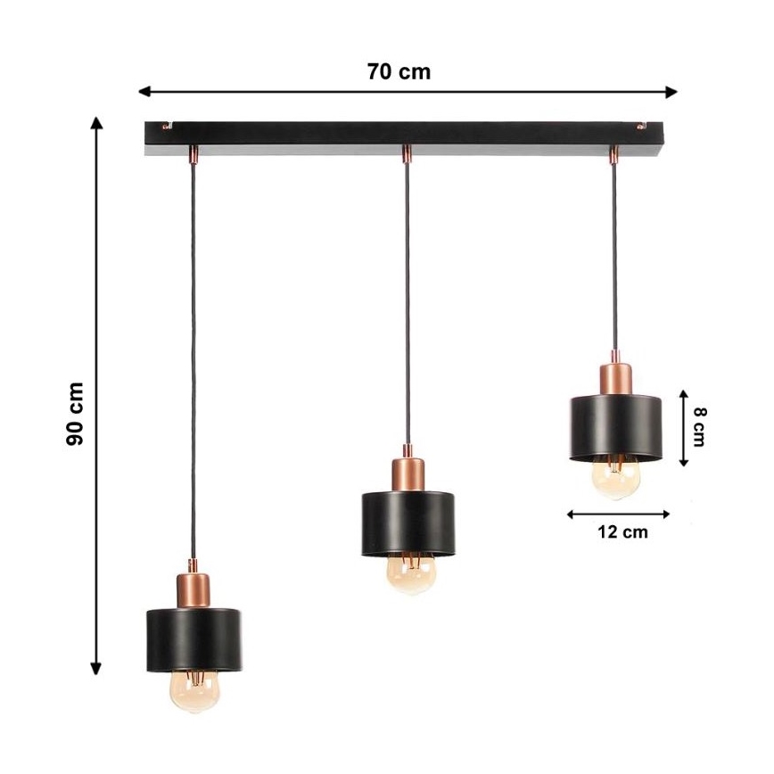 Ljuskrona med snöre BODO 3xE27/60W/230V