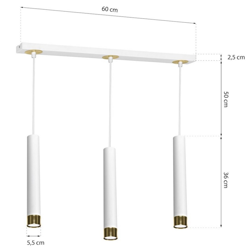 Ljuskrona med snöre DANI 3xGU10/8W/230V