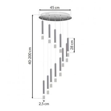 Ljuskrona med snöre ICE 12xLED/1W/230V