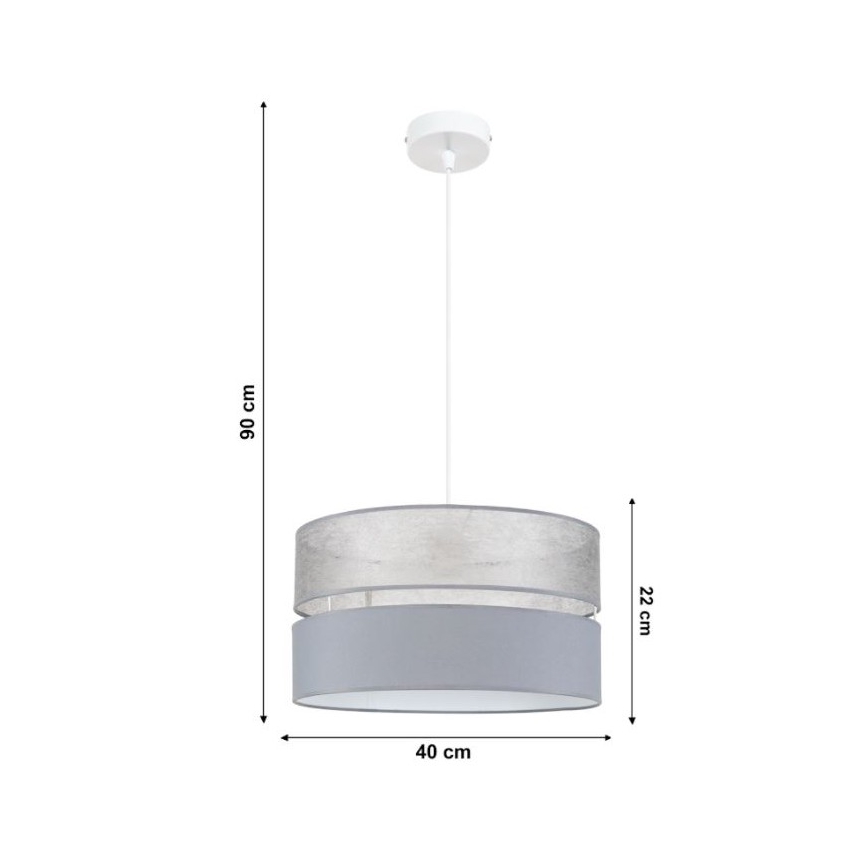 Ljuskrona med snöre LIMA 1xE27/60W/230V grå