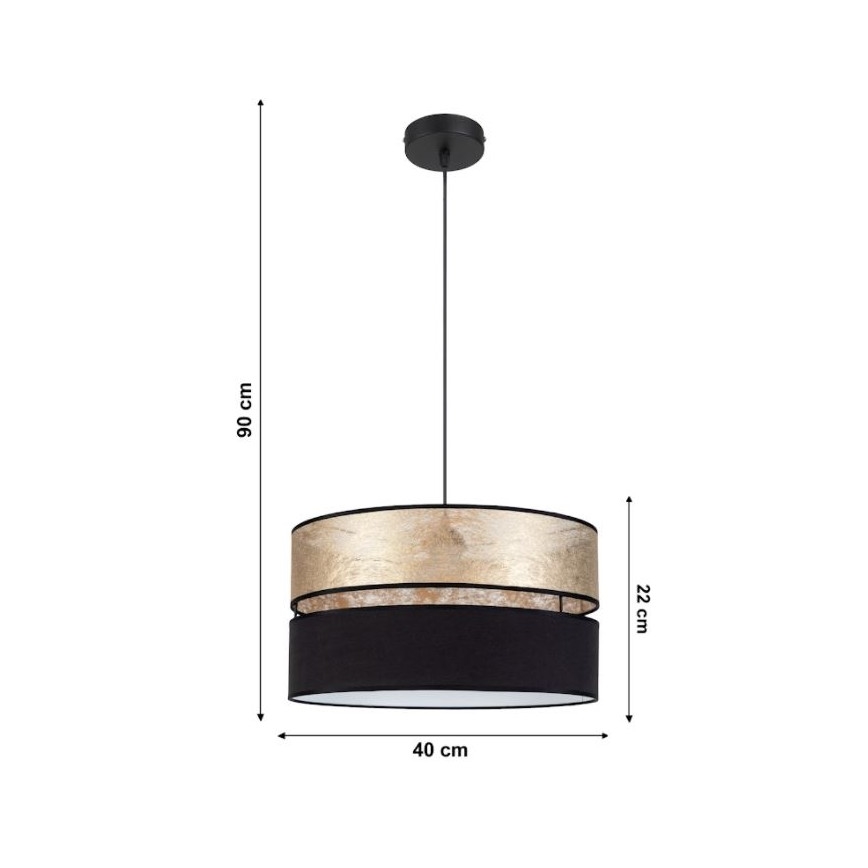 Ljuskrona med snöre LIMA 1xE27/60W/230V guld/svart