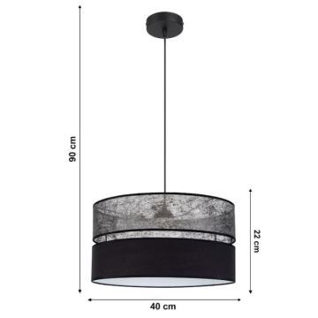 Ljuskrona med snöre LIMA 1xE27/60W/230V svart