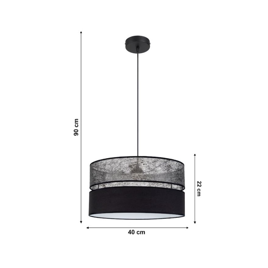 Ljuskrona med snöre LIMA 1xE27/60W/230V svart