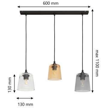 Ljuskrona med snöre LUCEA 3xE27/60W/230V