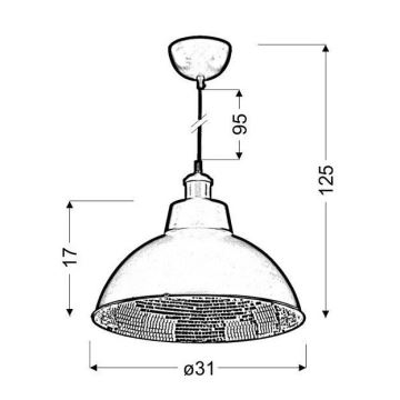 Ljuskrona med snöre SCRIMI 1xE27/60W/230V