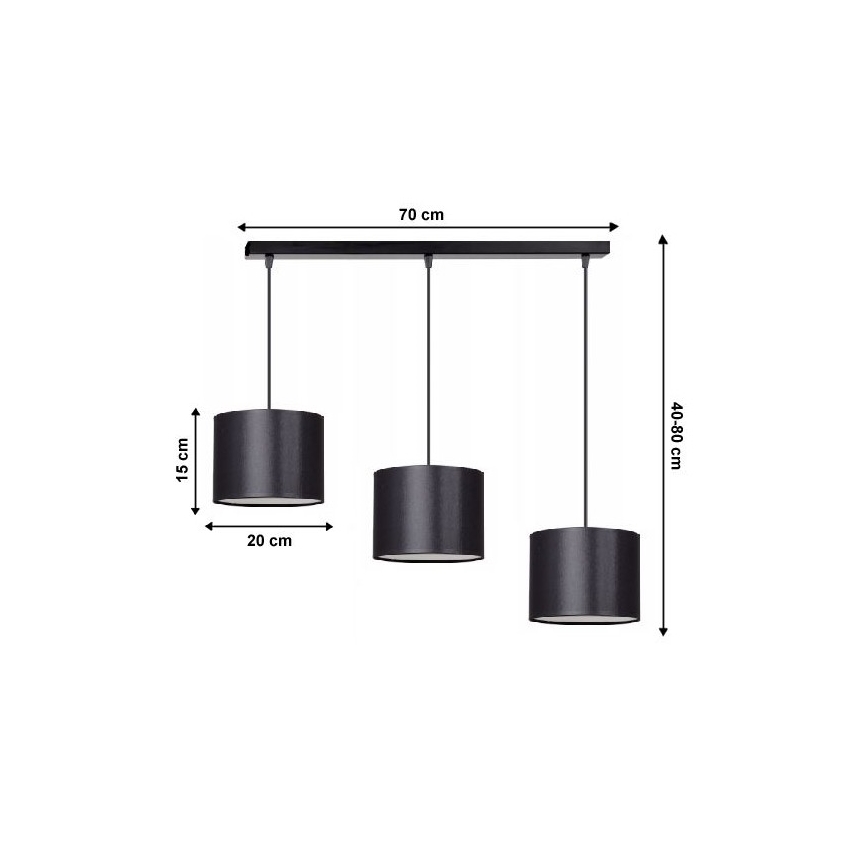 Ljuskrona med snöre TUZ 3xE27/60W/230V