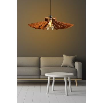 Ljuskrona med textilsladd 1xE27/60W/230V brun diameter 68 cm