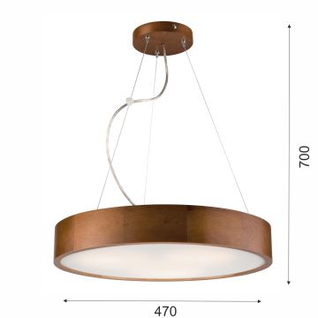 Ljuskrona med textilsladd 3xE27/60W/230V ø 47 cm tall - FSC certifierade