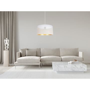 Ljuskrona med textilsladd ALDO 1xE27/60W/230V diameter 40 cm vit