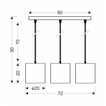 Ljuskrona med textilsladd ATLANTA 3xE27/40W/230V vit