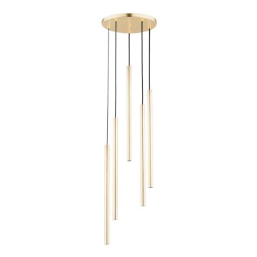 Ljuskrona med textilsladd COLLET 5xG9/40W/230V diameter 30 cm guld