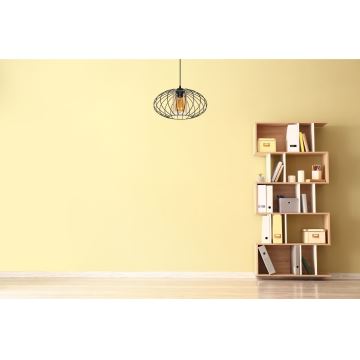 Ljuskrona med textilsladd CORRINI 1xE27/60W/230V diameter 34 cm svart/beige