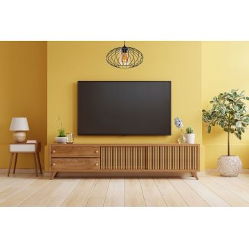 Ljuskrona med textilsladd CORRINI 1xE27/60W/230V diameter 34 cm svart/beige