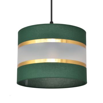 Ljuskrona med textilsladd HELEN 1xE27/60W/230V diameter 20 cm grön/guld