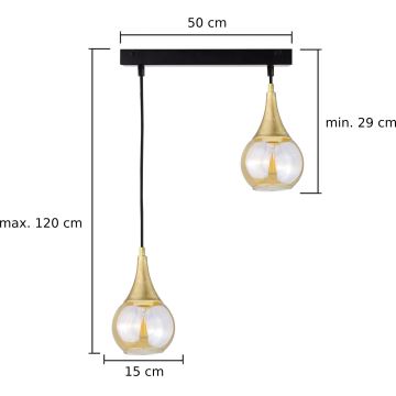 Ljuskrona med textilsladd LACRIMA HONEY 2xE27/60W/230V