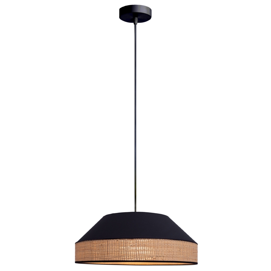 Ljuskrona med textilsladd MANISO 1xE27/60W/230V diameter 45 cm svart/beige