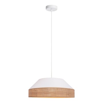 Ljuskrona med textilsladd MANISO 1xE27/60W/230V diameter 45 cm vit/beige