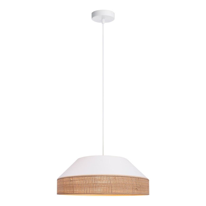 Ljuskrona med textilsladd MANISO 1xE27/60W/230V diameter 45 cm vit/beige