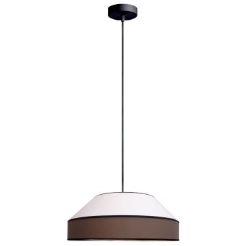 Ljuskrona med textilsladd MANISO 1xE27/60W/230V diameter 45 cm vit/brun