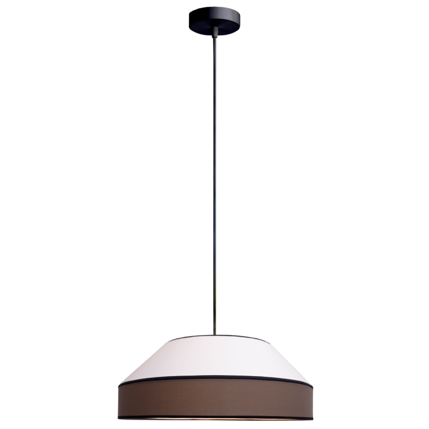 Ljuskrona med textilsladd MANISO 1xE27/60W/230V diameter 45 cm vit/brun