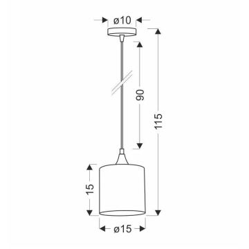 Ljuskrona med textilsladd PATTI 1xE27/60W/230V diameter 15 cm grön