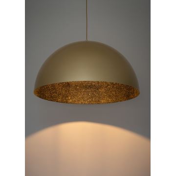 Ljuskrona med textilsladd SFERA 1xE27/60W/230V diameter 70 cm guld/svart