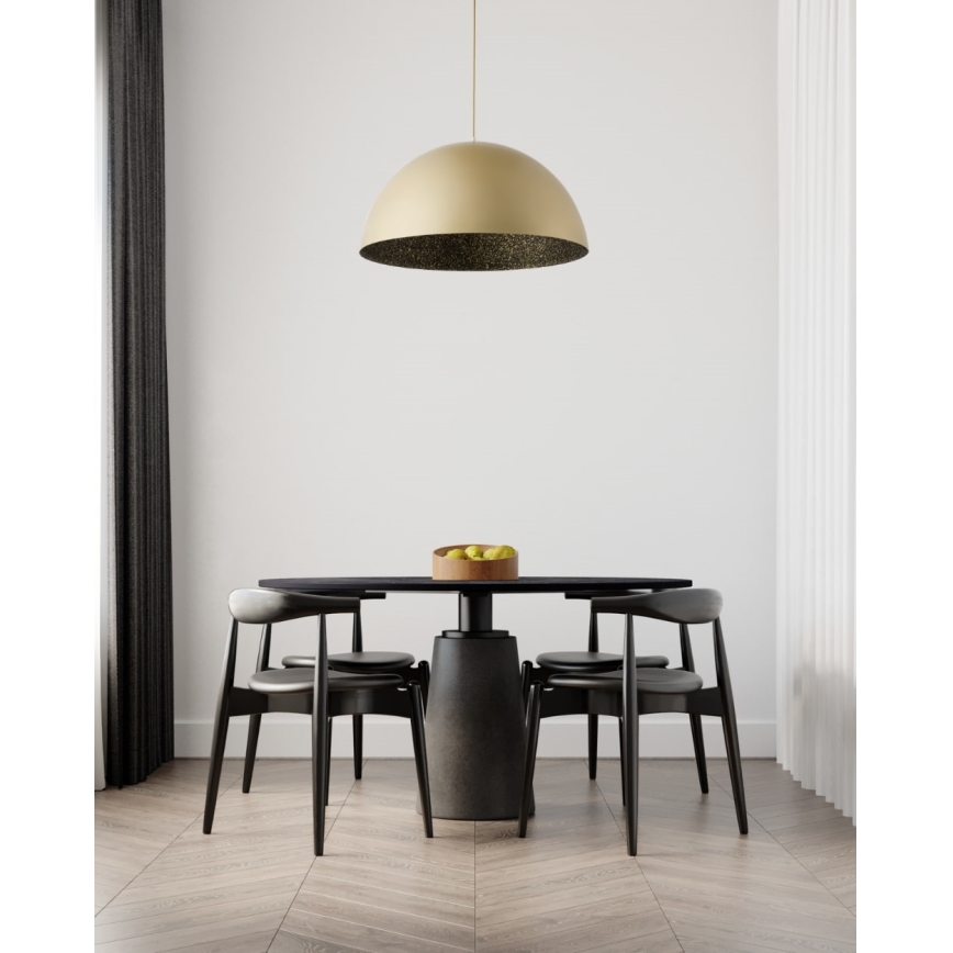 Ljuskrona med textilsladd SFERA 1xE27/60W/230V diameter 70 cm guld/svart