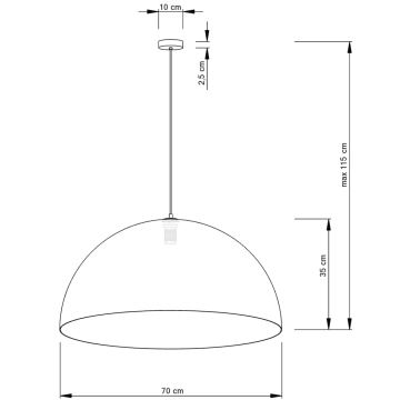 Ljuskrona med textilsladd SFERA 1xE27/60W/230V diameter 70 cm guld/svart