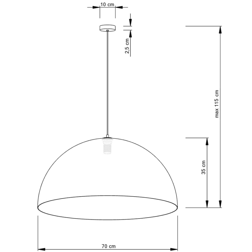 Ljuskrona med textilsladd SFERA 1xE27/60W/230V diameter 70 cm guld/svart