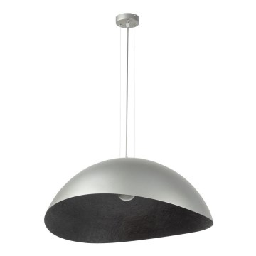 Ljuskrona med textilsladd SOLARIS 1xE27/60W/230V diameter 48 cm silver/svart