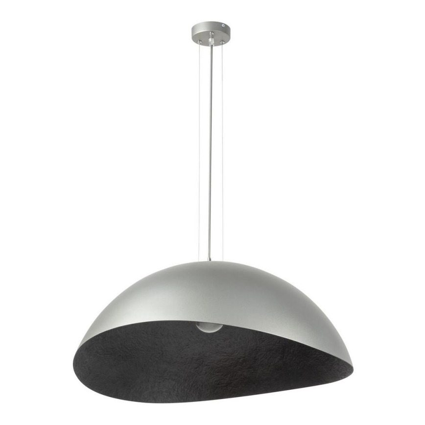 Ljuskrona med textilsladd SOLARIS 1xE27/60W/230V diameter 69 cm silver/svart