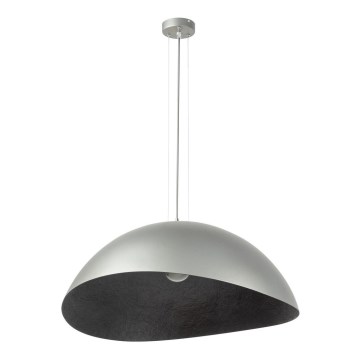 Ljuskrona med textilsladd SOLARIS 1xE27/60W/230V diameter 89 cm silver/svart