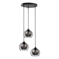 Ljuskrona med textilsladd SOLO BLACK 3xE27/60W/230V diameter 30 cm