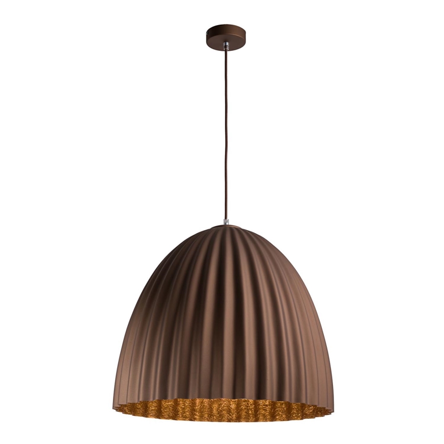 Ljuskrona med textilsladd TELMA 1xE27/60W/230V diameter 50 cm brun/guld