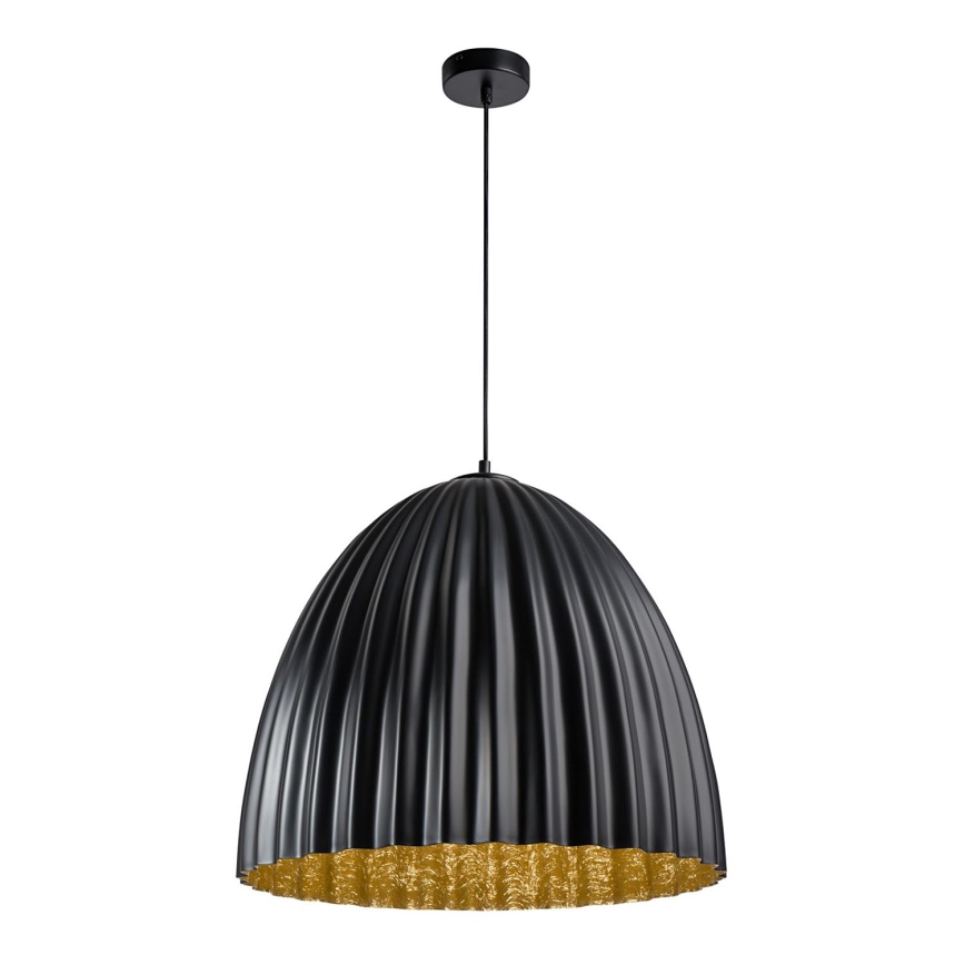 Ljuskrona med textilsladd TELMA 1xE27/60W/230V diameter 50 cm svart/guld