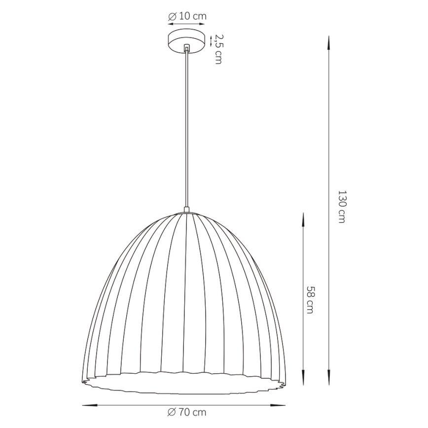 Ljuskrona med textilsladd TELMA 1xE27/60W/230V diameter 70 cm brun/guld