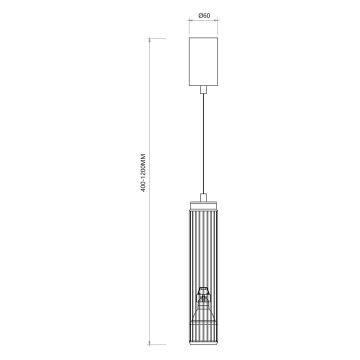 Ljuskrona med textilsladd VERTICAL 1xGU10/8W/230V svart