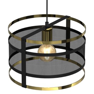 Ljuskrona med upphängning RIM 1xE27/60W/230V svart/guld