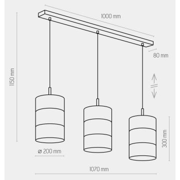 Ljusskrona med upphängningsrem  BOGART 3xE27/15W/230V svart /gyllene 