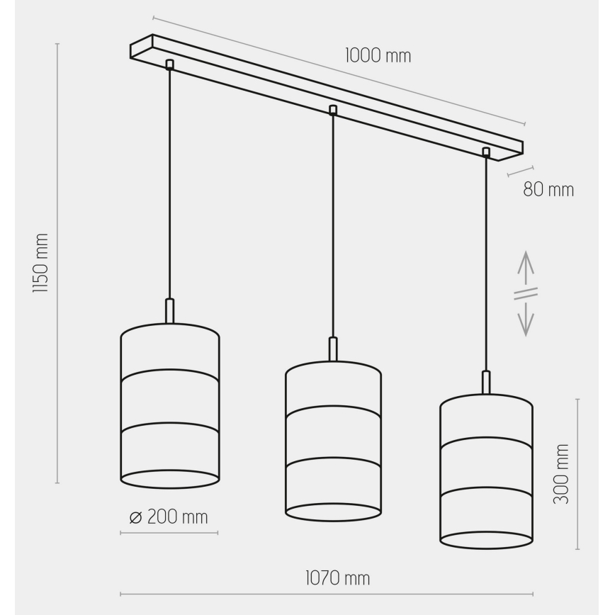 Ljusskrona med upphängningsrem  BOGART 3xE27/15W/230V svart /gyllene 