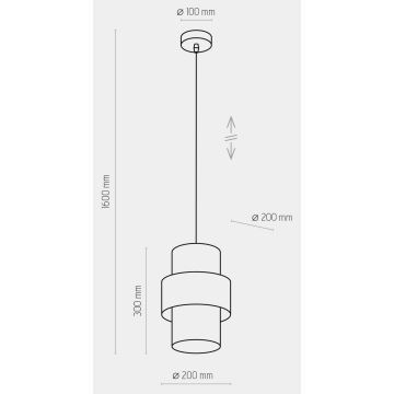 Ljusskrona med upphängningsrem  CALISTO 1xE27/15W/230V gyllene /svart 