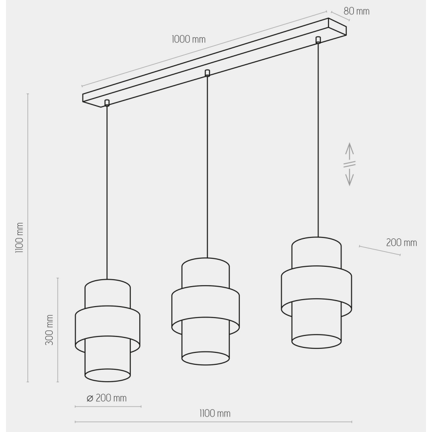 Ljusskrona med upphängningsrem  CALISTO 3xE27/15W/230V gyllene /svart 