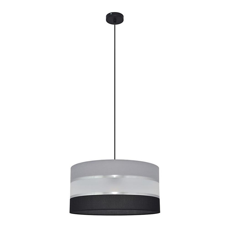 Ljuskrona med upphängningsrem HELEN 1xE27/60W/230V diameter 40 cm svart/grå/silver