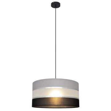 Ljuskrona med upphängningsrem HELEN 1xE27/60W/230V diameter 40 cm svart/grå/silver