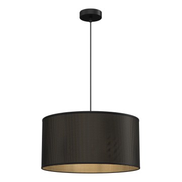 Ljuskrona med upphängningsrem LOFT SHADE 1xE27/60W/230V diameter 40 cm svart/gyllene